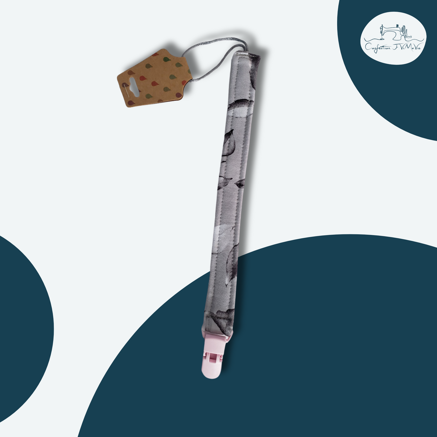 Attache-suce Fleur grise et rose # 1