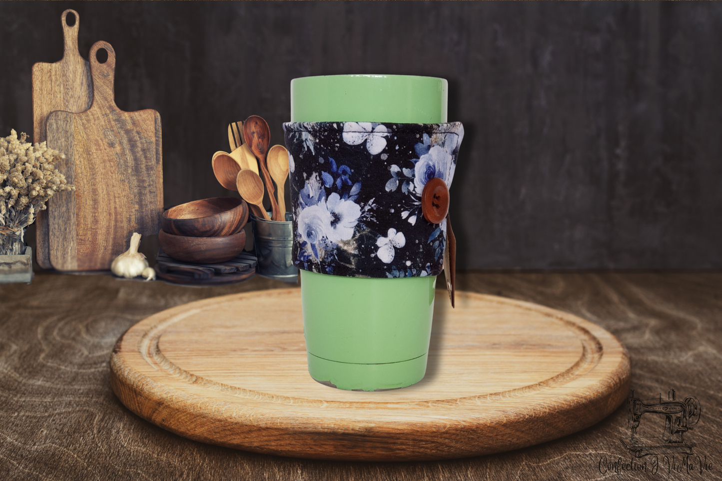 Manchon à café Fleur et papillon # 1