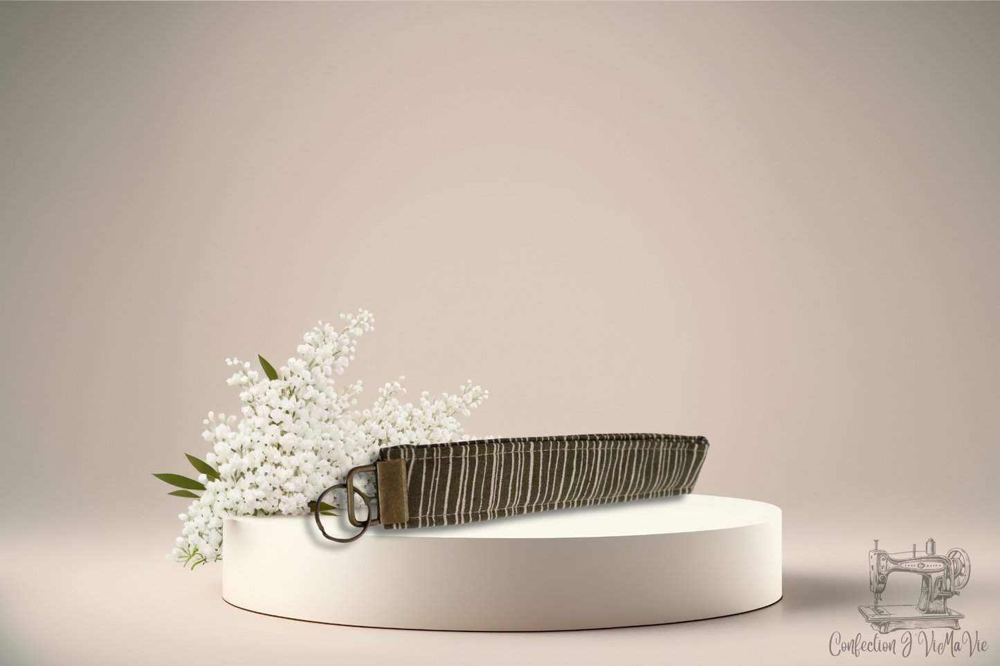 Porte-clé Rayure beige et verte