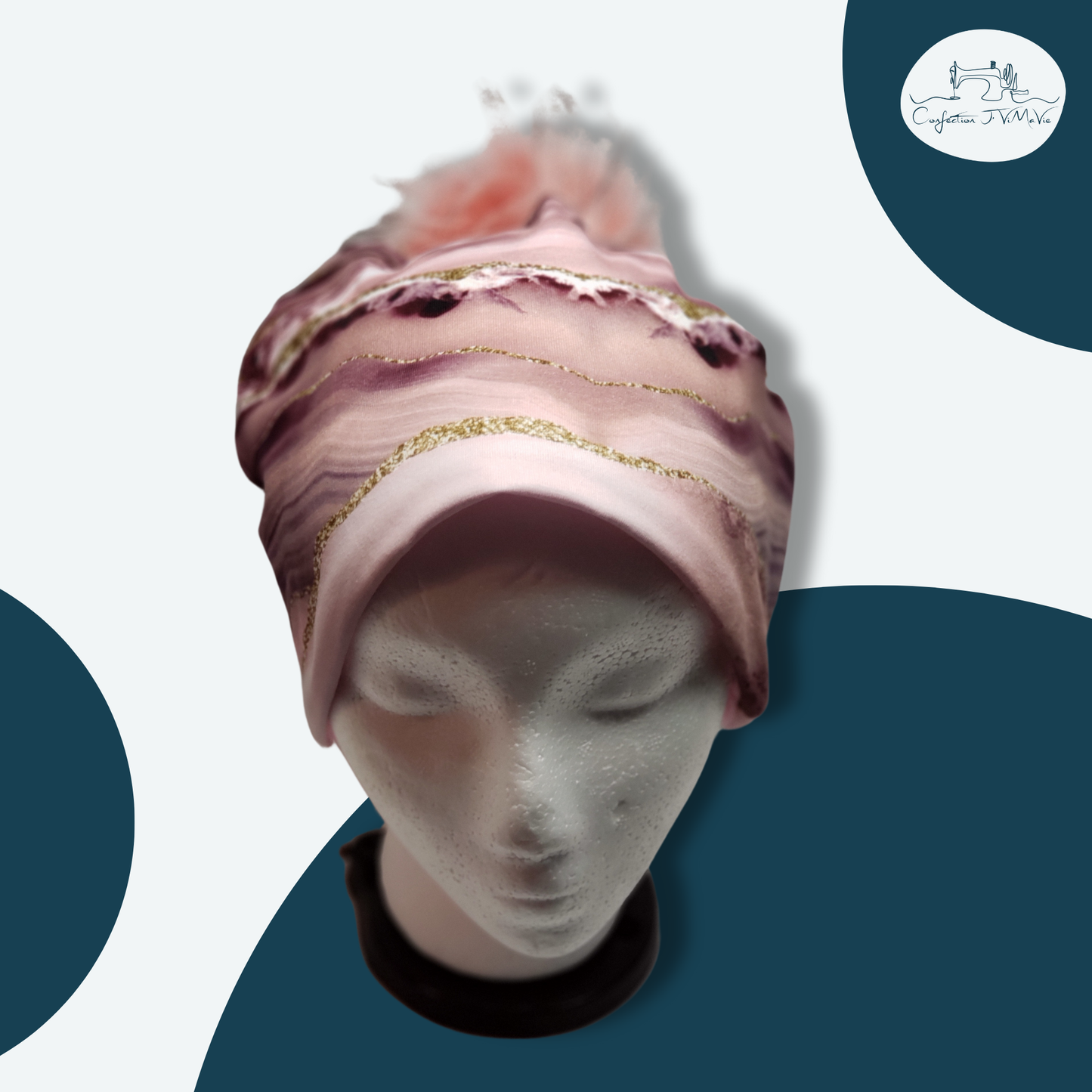 Tuque marbré rose