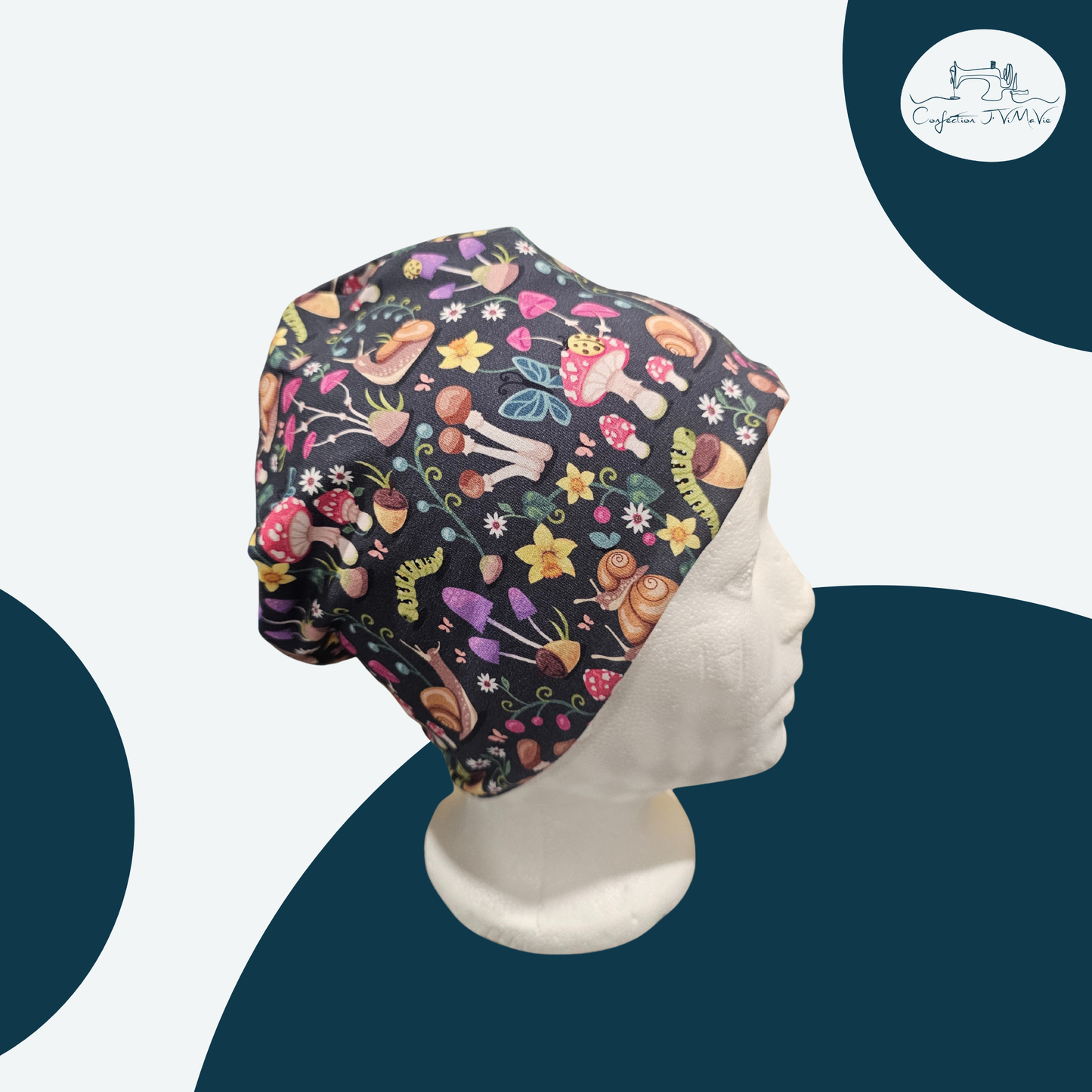 Tuque fleur et champignons
