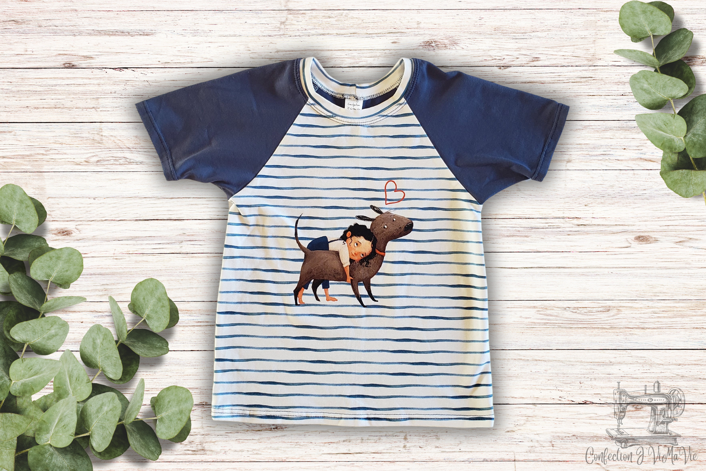 Chandail T-shirt Enfant et chien