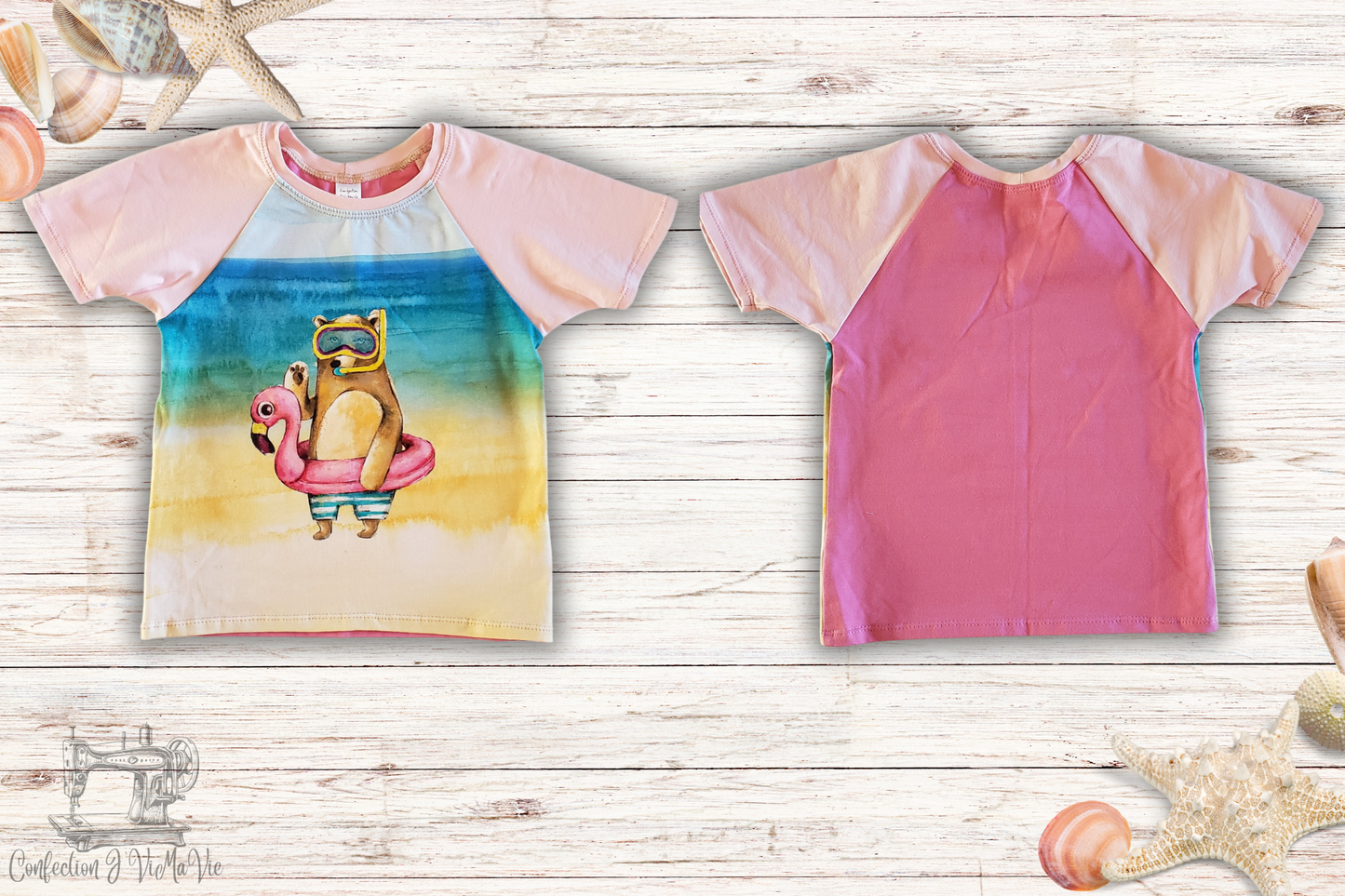 Chandail T-shirt Ours et bouée de flamant