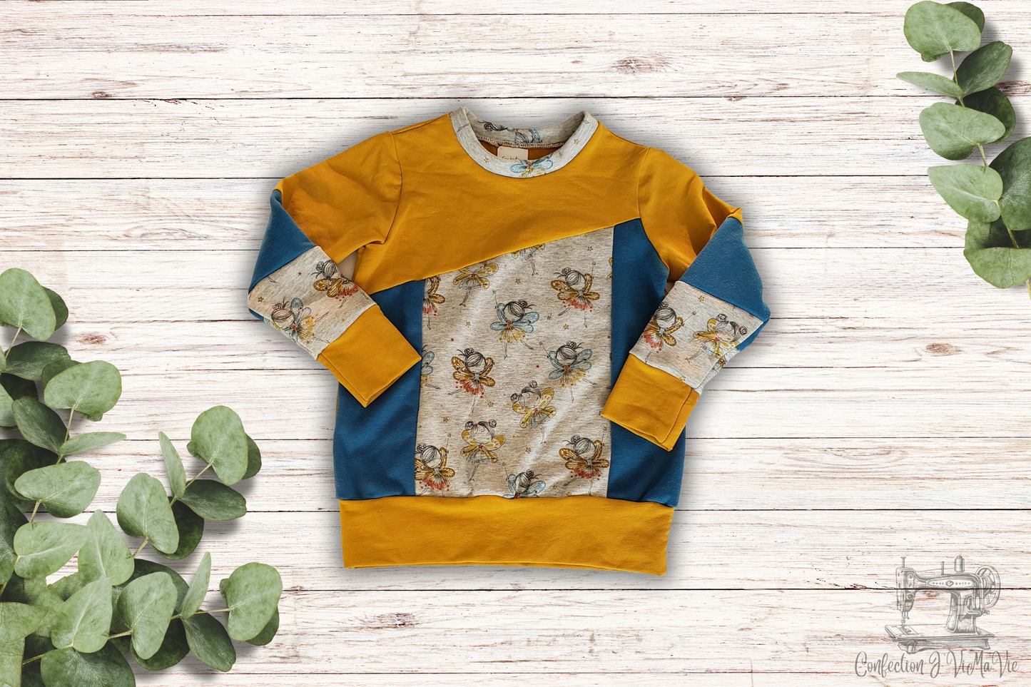 Chandail Fée bleu et ocre