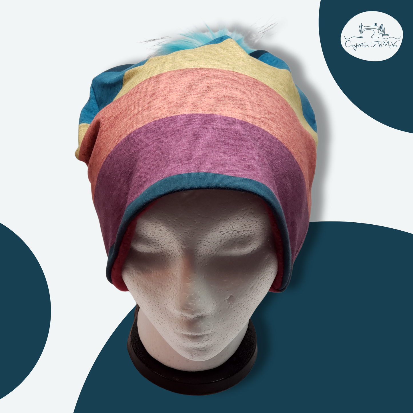 Tuque rayures arc-en-ciel