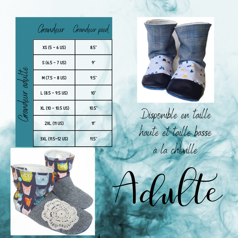 Pantoufle adulte sur mesures