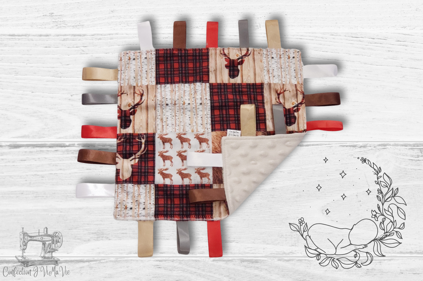 Couverture étiquette Patchwork chevreuil