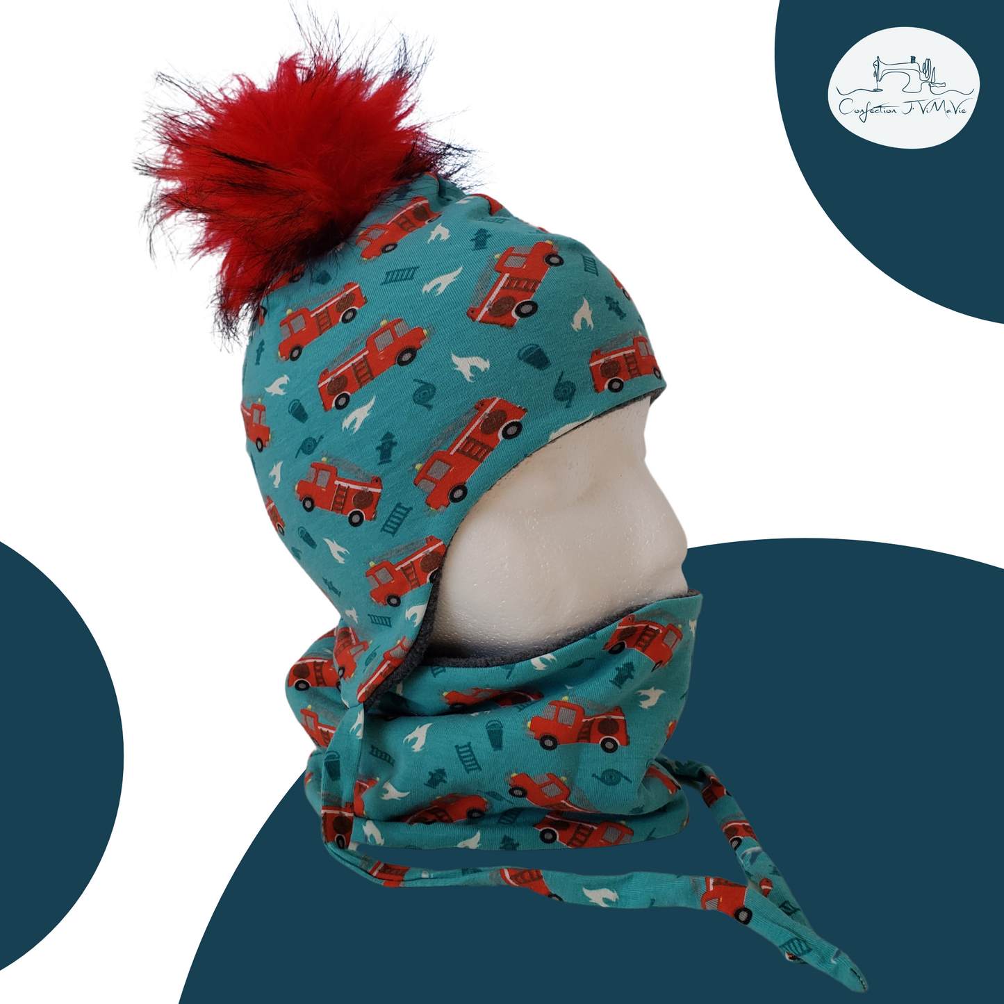 Ensemble tuque et cache cou, Camion de pompier