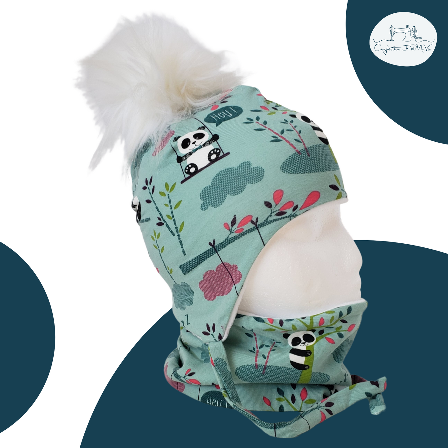 Ensemble tuque et cache cou, Panda