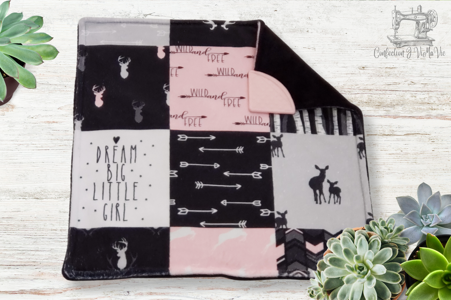 Couverture dentition Patchwork de bébé chevreuil