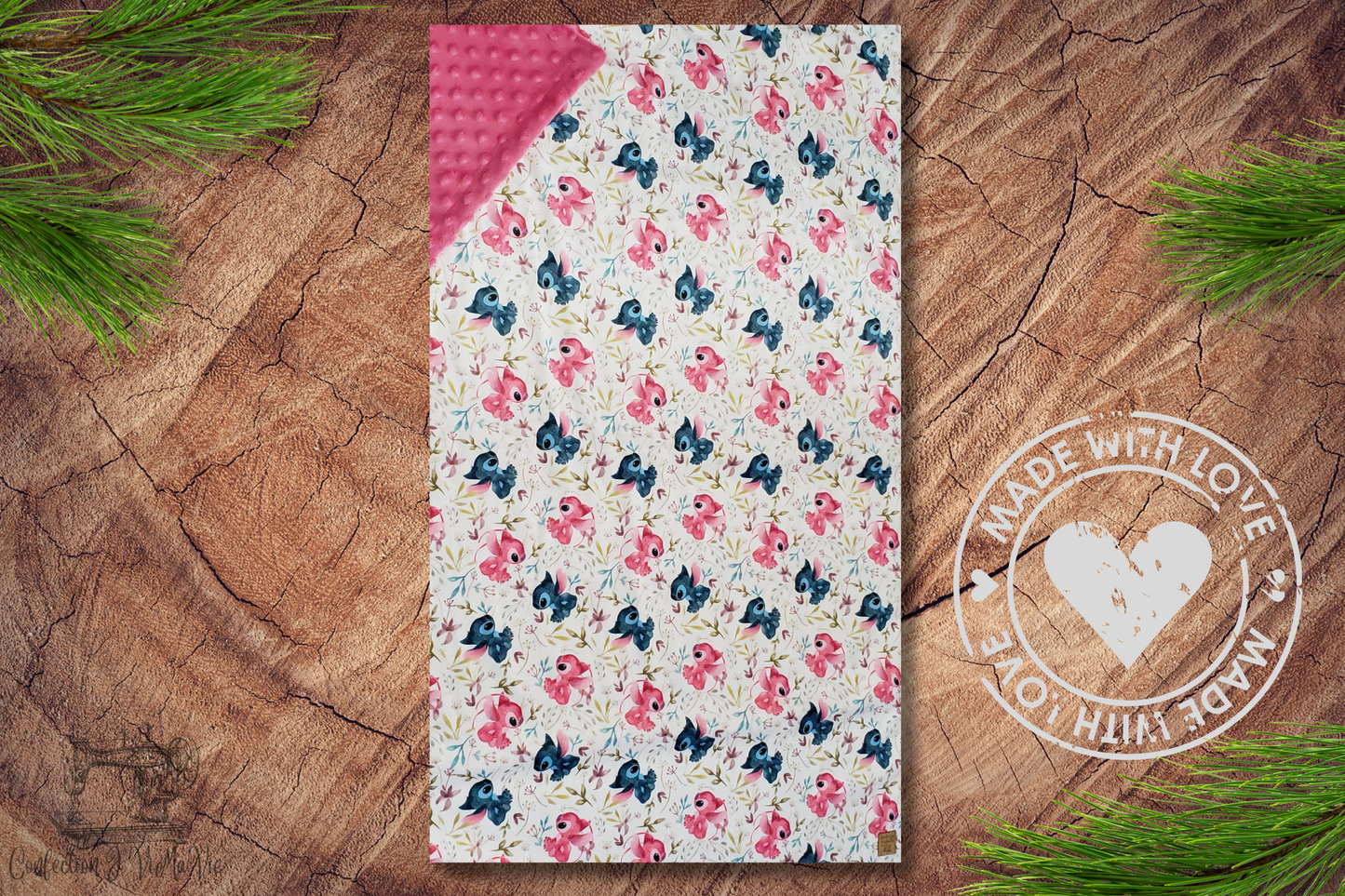Couverture Stitch et Angel floral