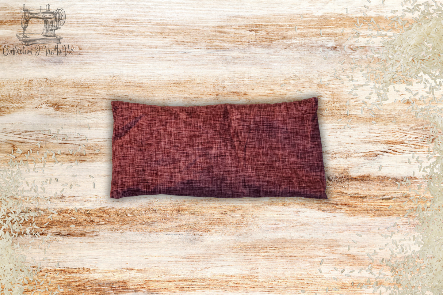 Coussin chauffant Effet lin bourgogne