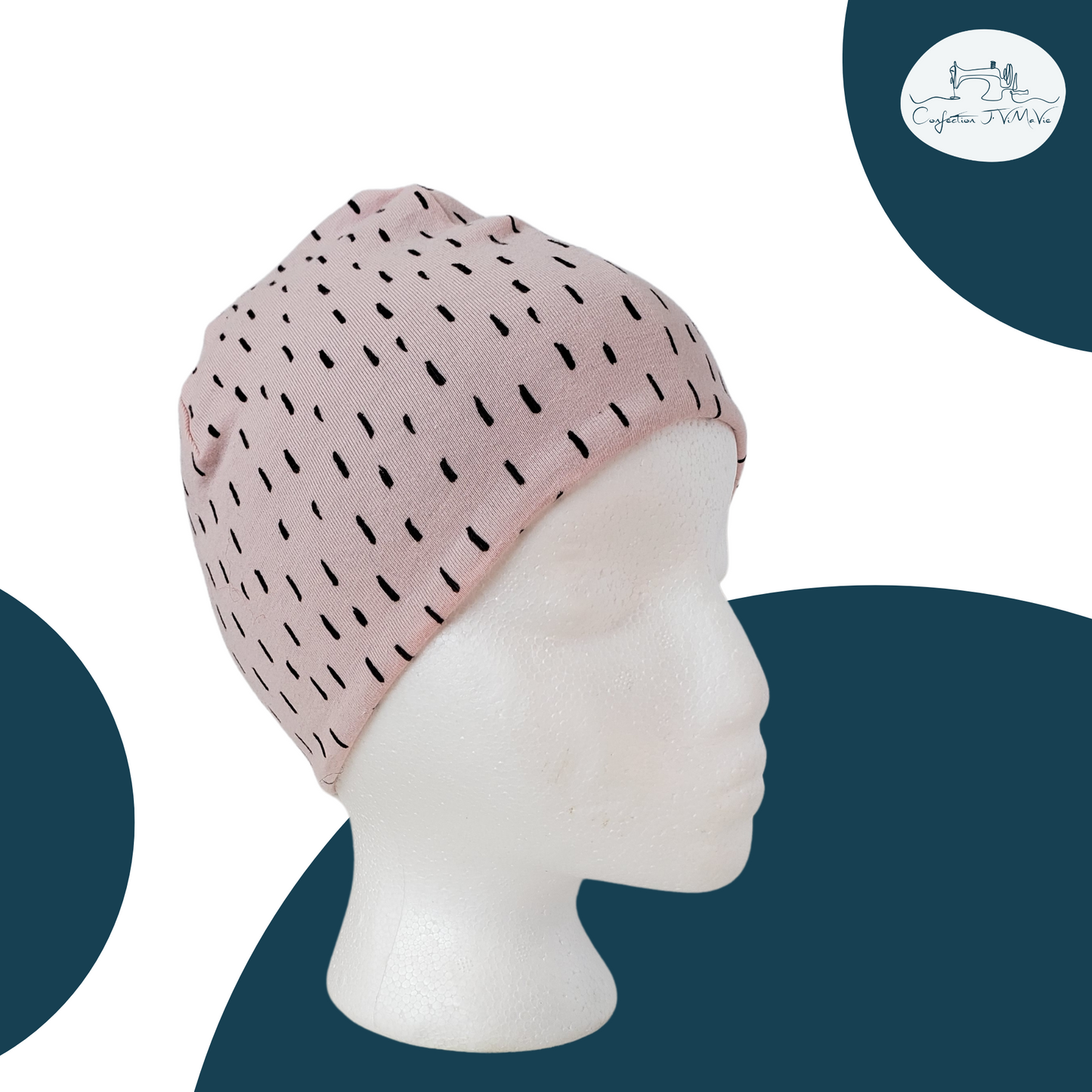 Tuque Rose à rayure noir