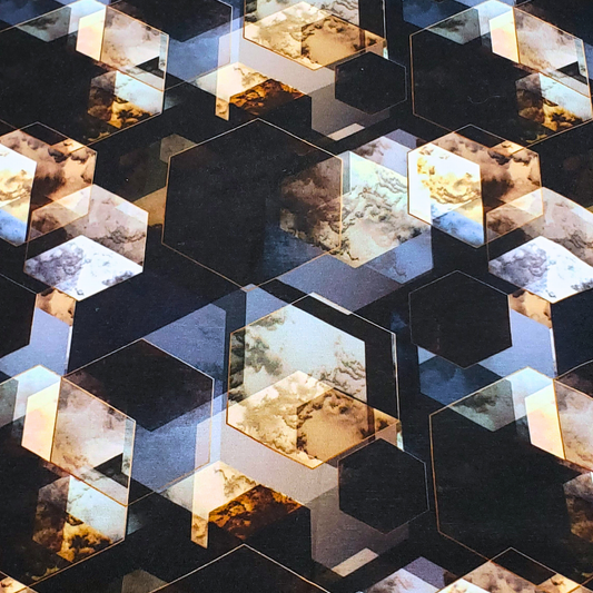 Tissu Hexagone doré