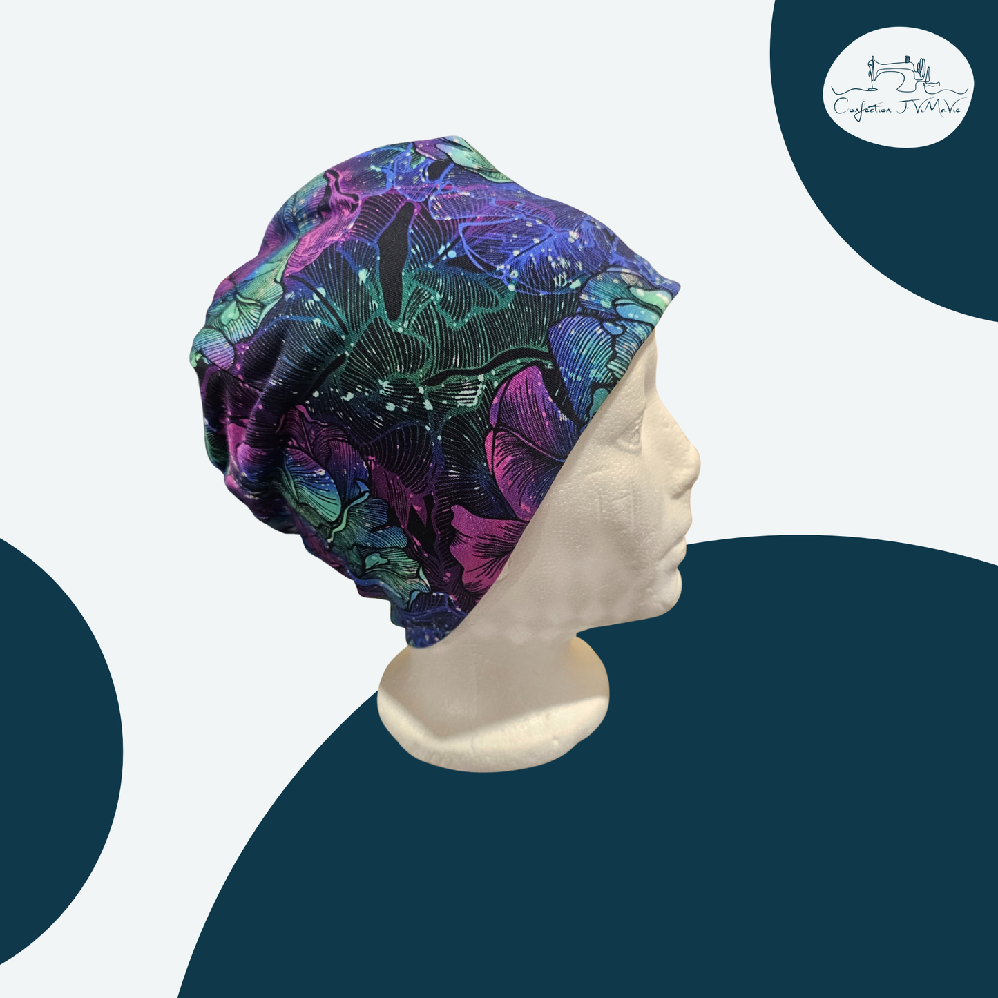 Tuque floral fond noir