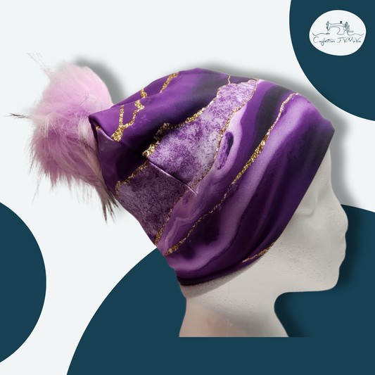 Tuque marbre mauve