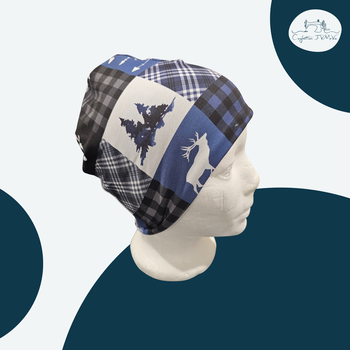 Tuque courtepointe bleu