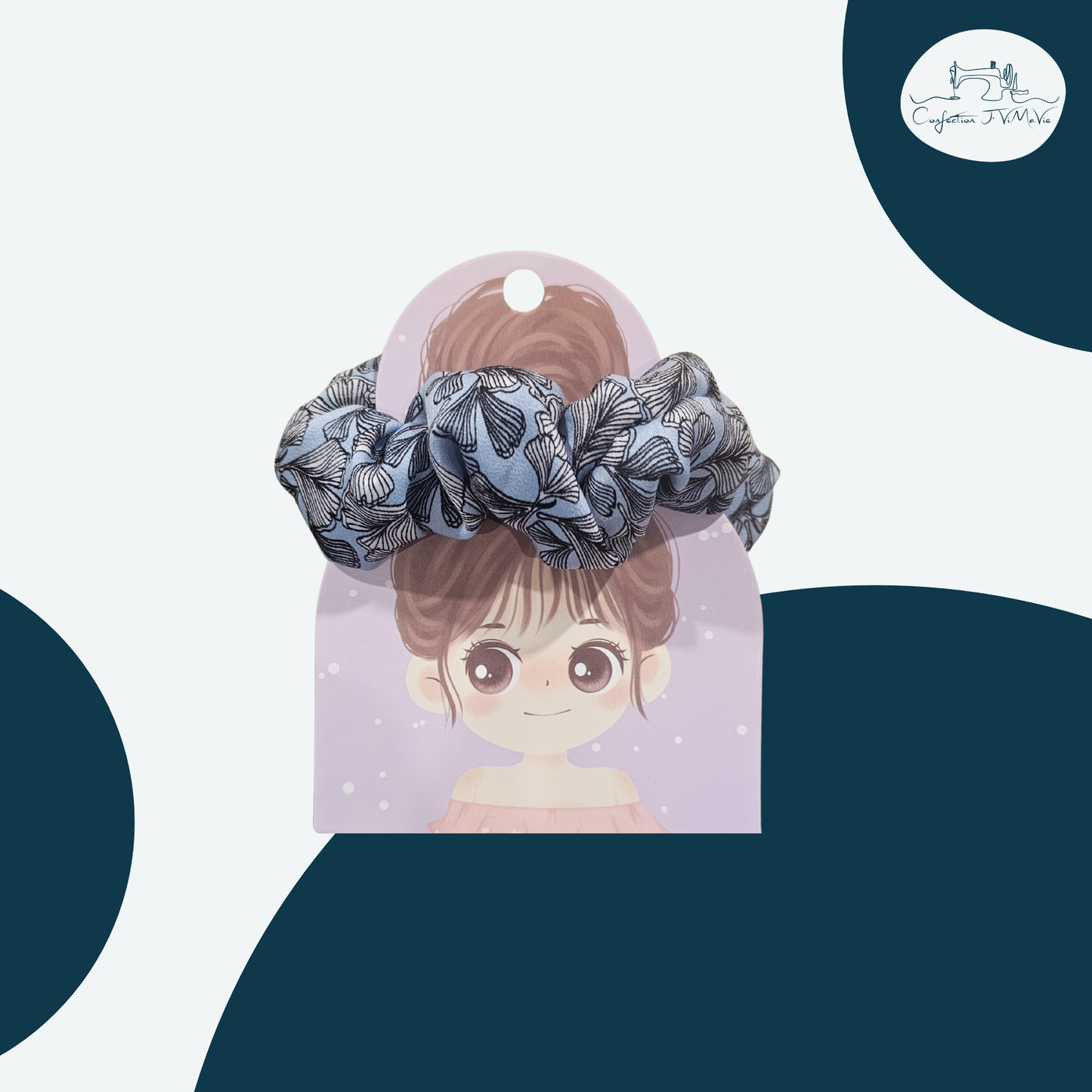 Chouchou bleu et motif