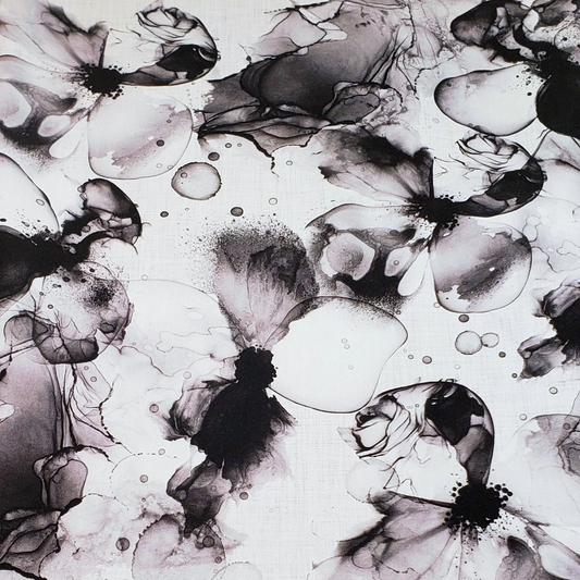 Tissu Encre et fleurs