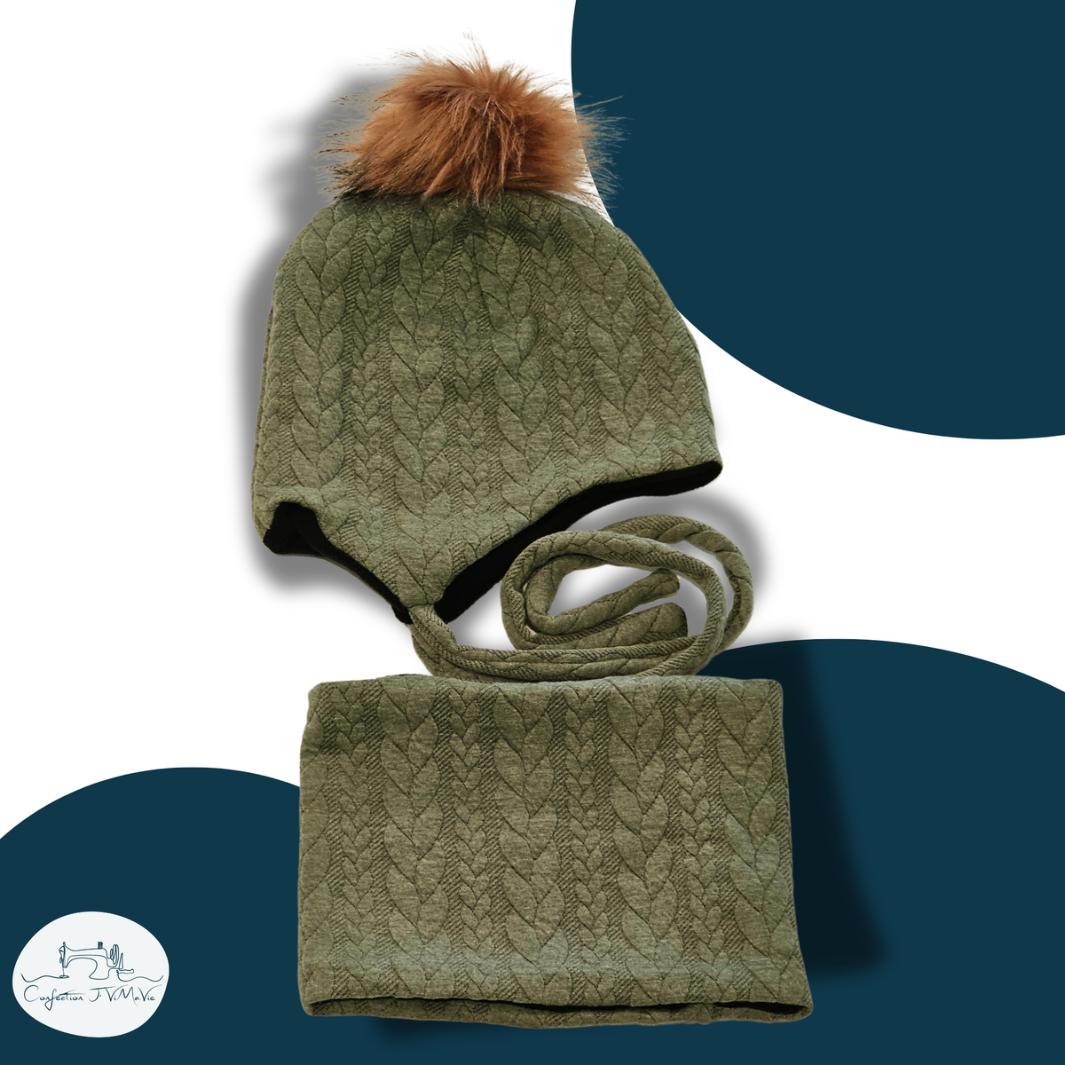 Ensemble tuque et cache cou, uni matelassé
