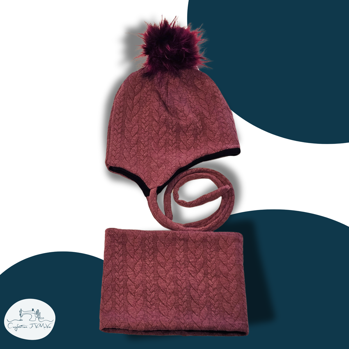 Ensemble tuque et cache cou, uni matelassé