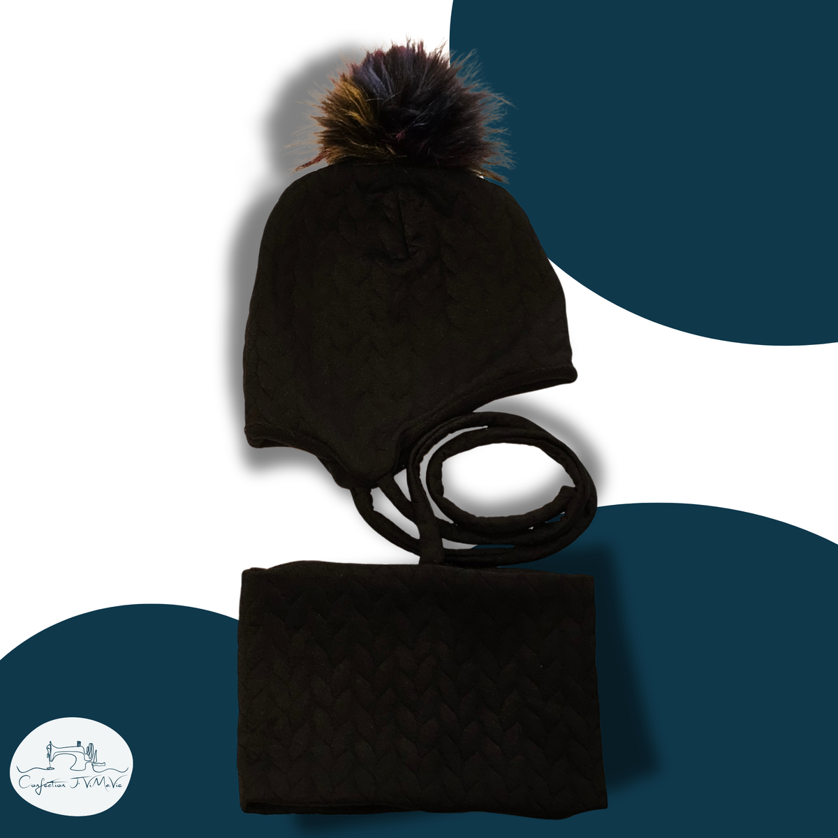 Ensemble tuque et cache cou, uni matelassé