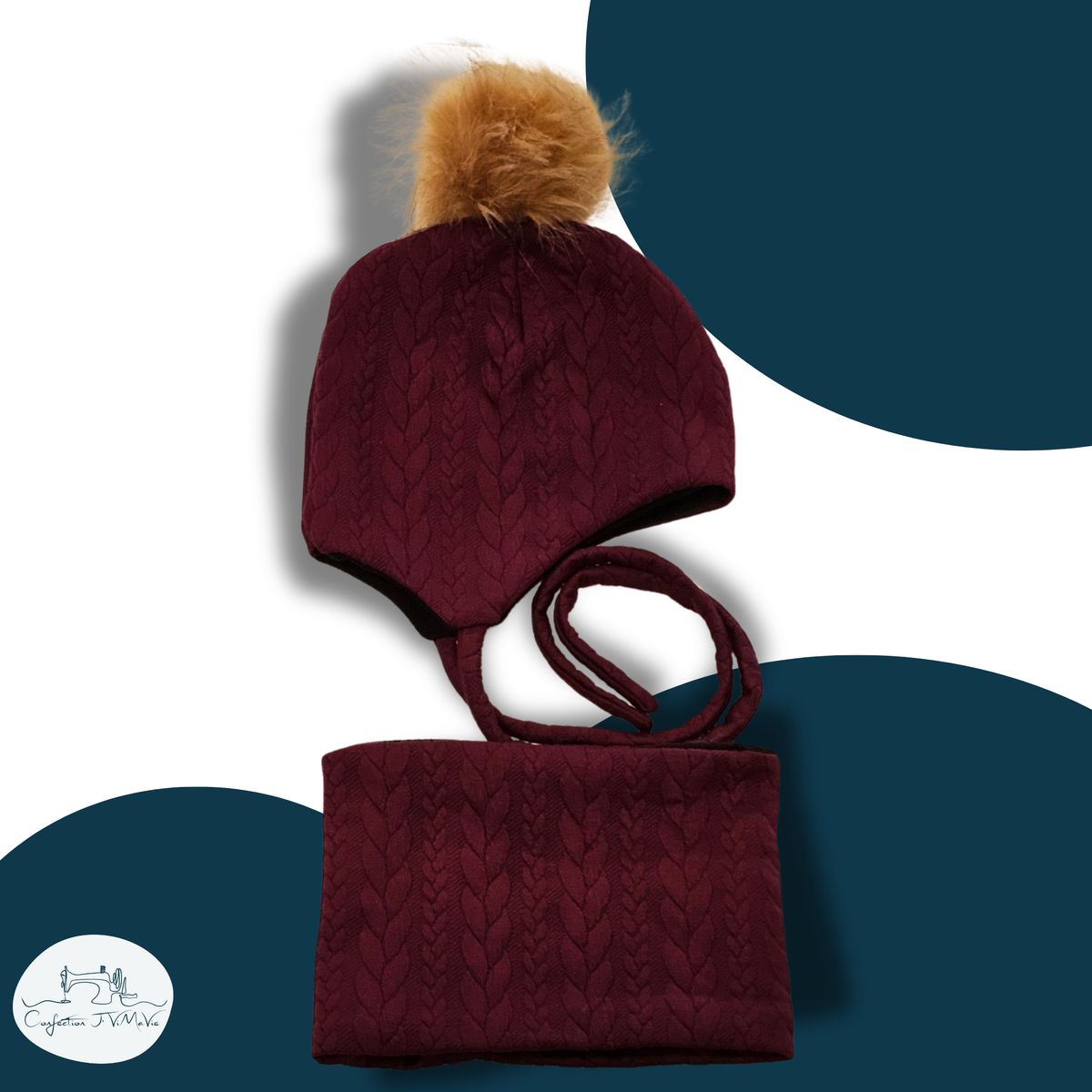 Ensemble tuque et cache cou, uni matelassé
