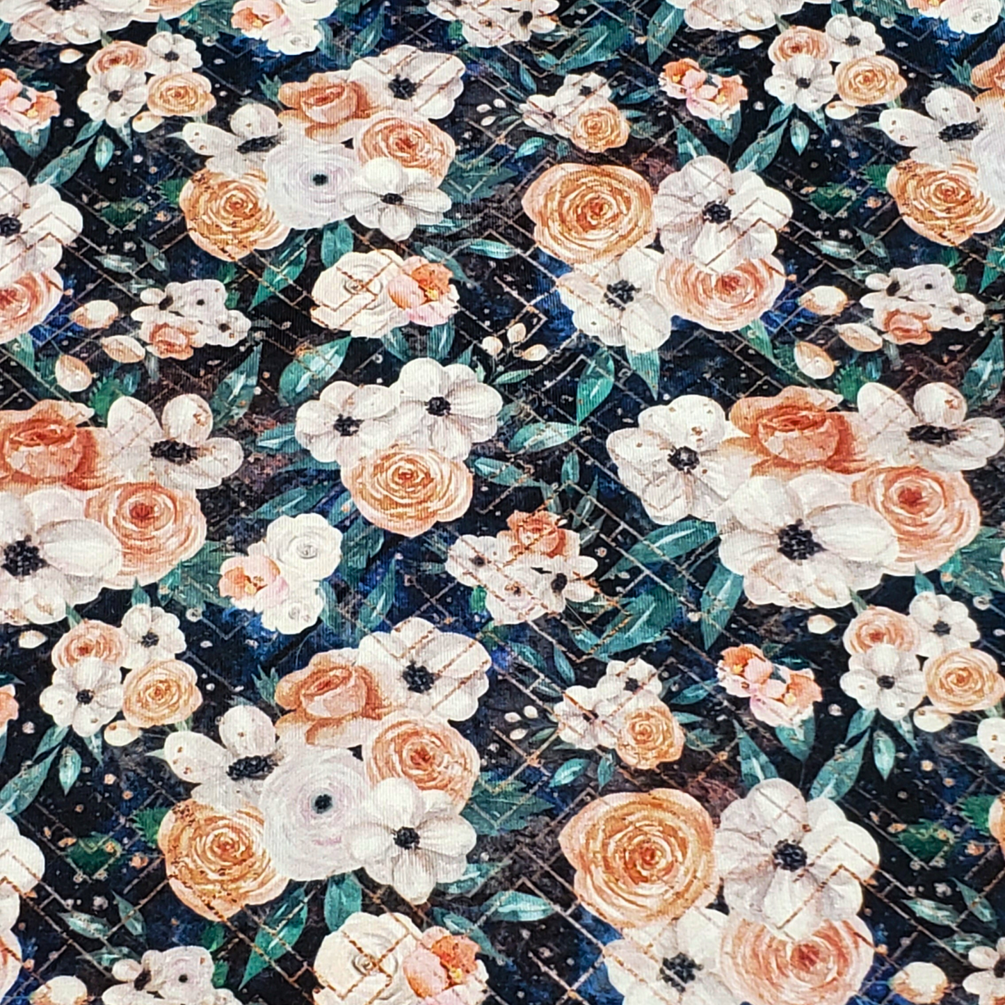 Tissu Fleur et lignes
