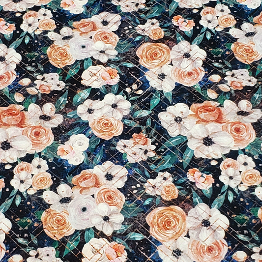 Tissu Fleur et lignes