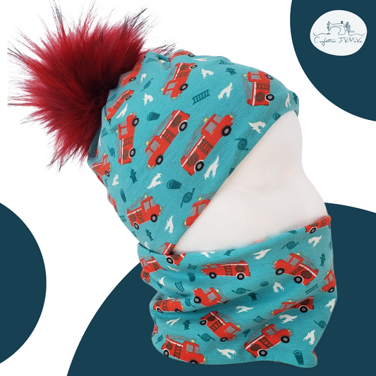 Ensemble tuque et cache cou, Camion de pompier
