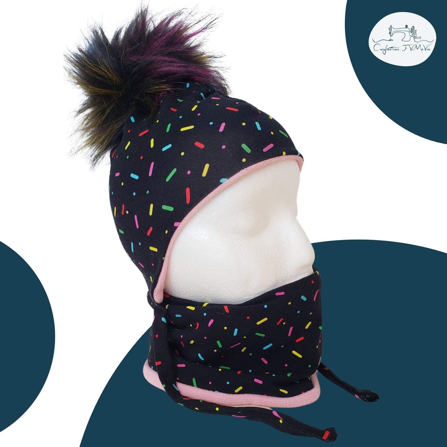 Ensemble tuque et cache cou, Confetti
