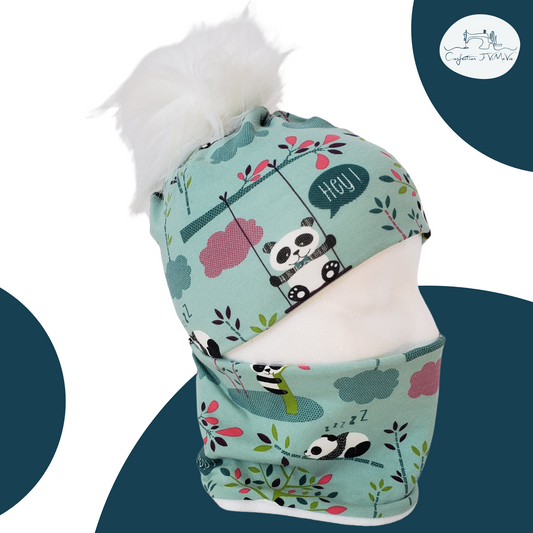 Ensemble tuque et cache cou, Panda